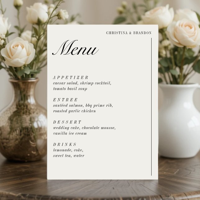 Gamla pengar, minimalistiskt Ecru White Bröllop Meny (Old Money Minimalist Ecru White Wedding Menu
)