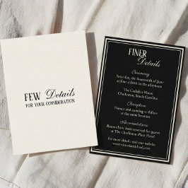 Gamla Pengar Svarta Fancy Monogram Bröllopsdetalje Tilläggskort