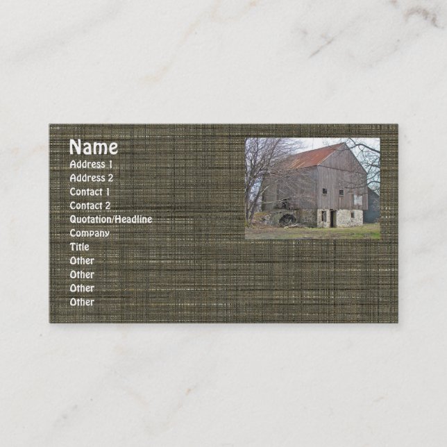 Gamla Pennsylvania Bank Barn-Affärskort Visitkort (Framsida)