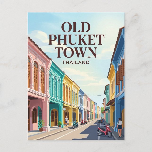 Gamla Phuket Town Thailand Vykort (Framsida)