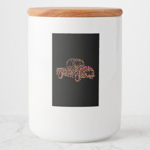 Gamla Pickupa Lastbil-blomman Mönster Mat Etikett