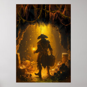 Gamla Pirater i den karibiska kaptenen i Hans Den Poster