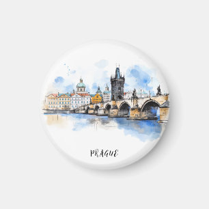 Gamla Prag, Charles Brons vattenfärg Magnet