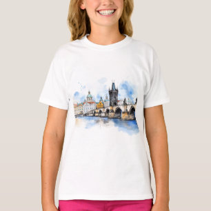 Gamla Prag, Charles Brons vattenfärg T Shirt