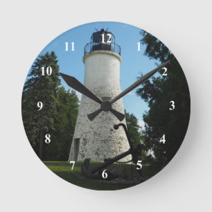 Gamla Presque Isle Lighthouse Clock Rund Klocka