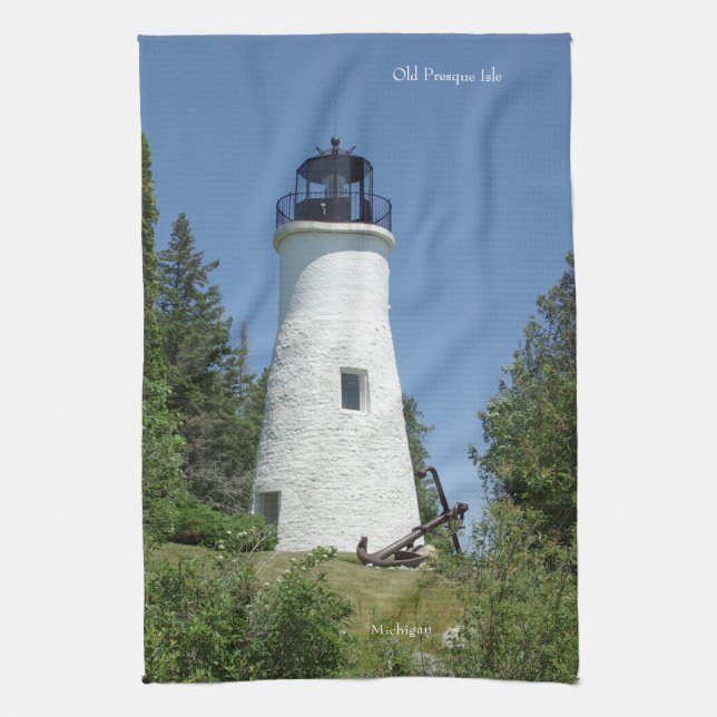 Gamla Presque Isle Lighthouse kökshandduk (Vertikal)