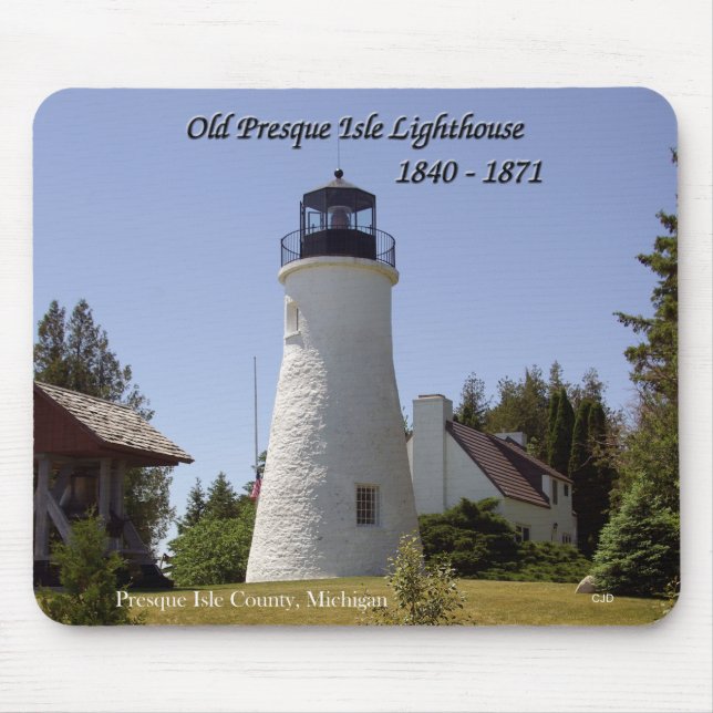 Gamla Presque Isle Lighthouse mousepad Musmatta (Framsidan)