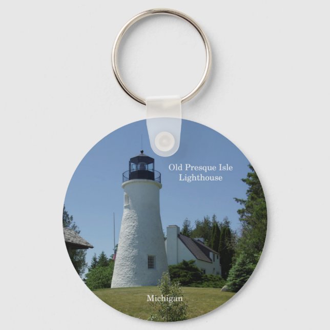Gamla Presque Isle Lighthouse-nyckelringen Nyckelring (Framsida)