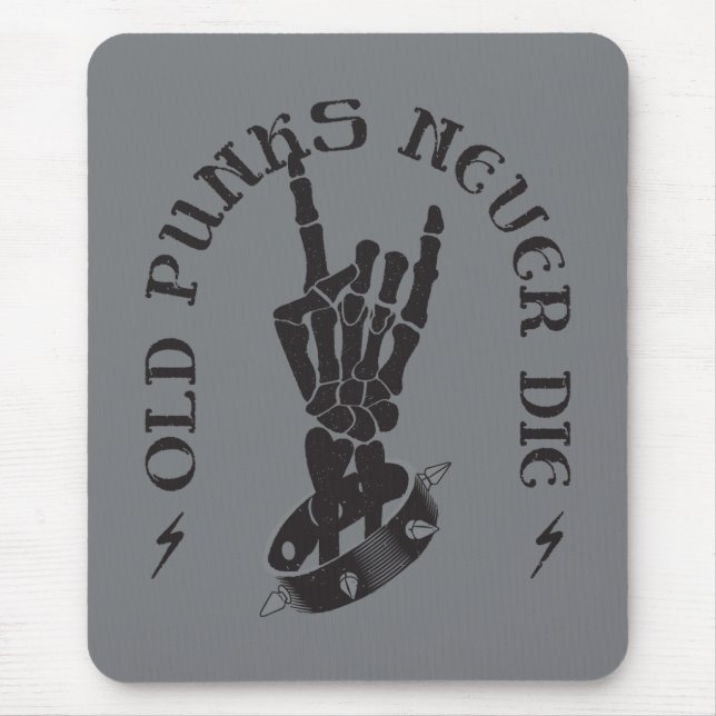 Gamla Punks Die Skeleton Sten på gotiic Musmatta (Framsidan)