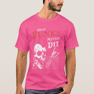 Gamla Punkter dör aldrig - Skullpunk Rock musik Gu T Shirt