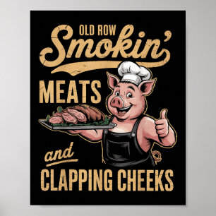 Gamla rader röker Kött och klappningskontrollar fe Poster
