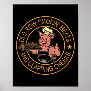 Gamla rader röker Kött och klappningskontrollar fe Poster