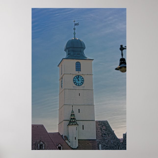 Gamla rådhustornet Sibiu Rumänien Poster (Framsidan)