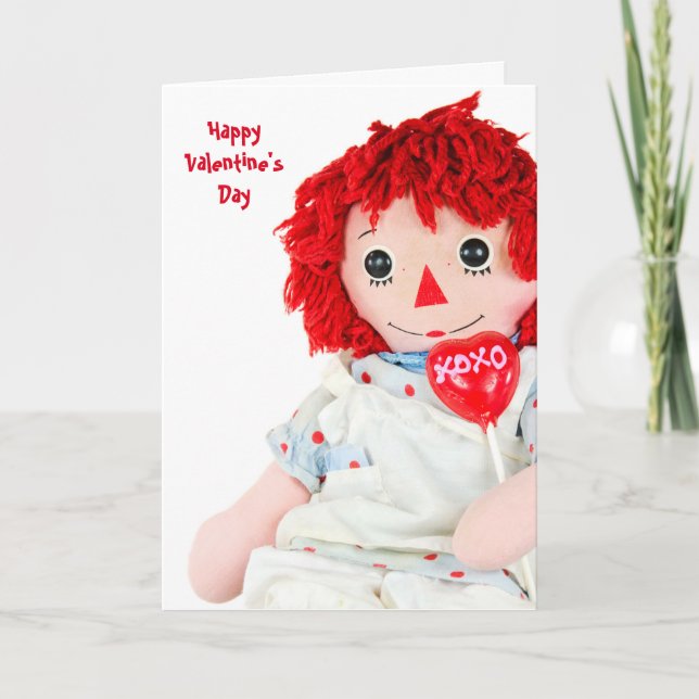 Gamla Rag Doll Valentine Helgkort (Framsida)