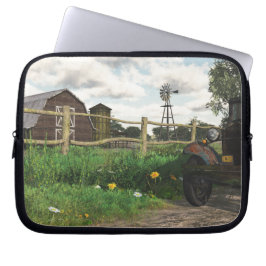Gamla Red Barn & Rusty Lastbil Laptop Sleeve