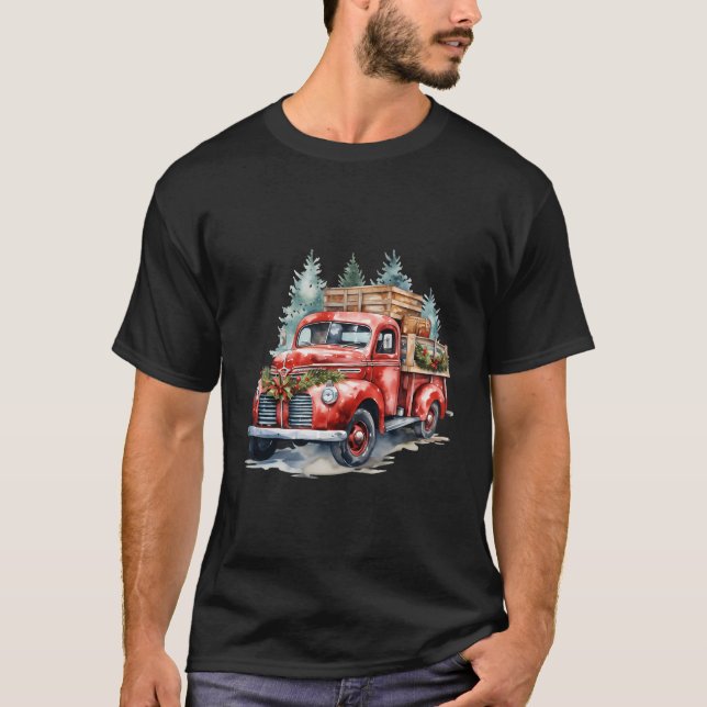 Gamla Red Pickup Semi Lastbilar Driver Trucker Chr T Shirt (Framsida)