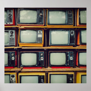 Gamla Retro Television Tom Skärm Poster