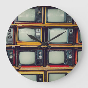 Gamla Retro Television Tom Skärm Stor Klocka