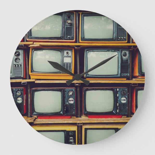 Gamla Retro Television Tom Skärm Stor Klocka (Framsida)