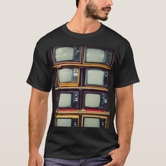 Gamla Retro Television Tom Skärm T Shirt (Framsida)