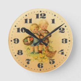 Gamla retrobarn rund klocka