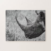 Gamla Rhinoceros - Black and White HD Photo Puzzle