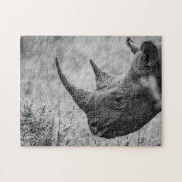 Gamla Rhinoceros - Black and White HD Photo Puzzle Pussel