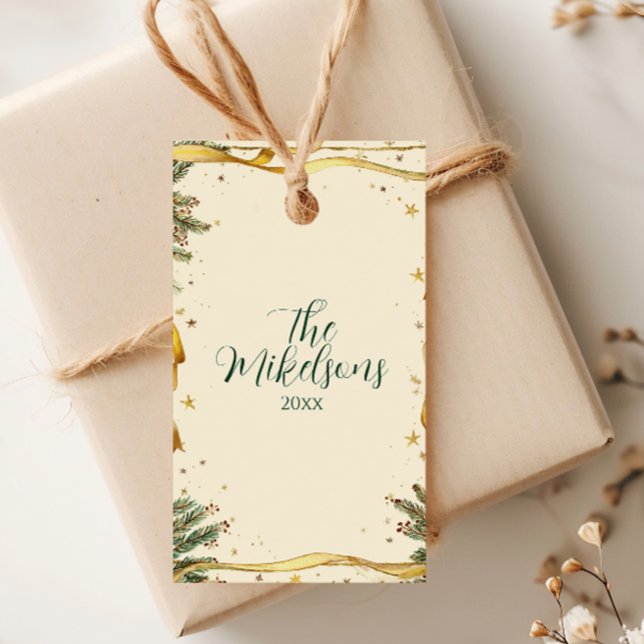 Gamla Ribbon Rustic-julen Party Presentetikett (Skapare uppladdad)