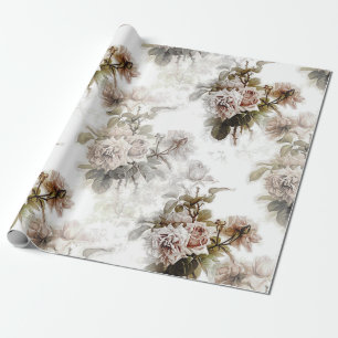 Gamla ro grått rosa bouquet mönster presentpapper