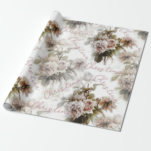 Gamla ro rosa grått bouquet mönster presentpapper