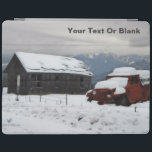 Gamla röda Lastbil iPad Skydd<br><div class="desc">En vinterplats på landsbygden med en snö-täckt,  utsliten,  gammal,  röd lastbil sitta nära en ramshackelstuga nära Sandpoint,  ID. Lägg till din egen text.</div>