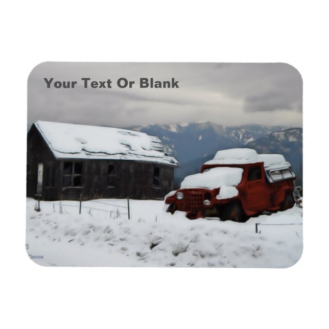 Gamla röda Lastbil Magnet (Horisontell)