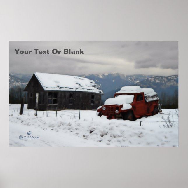 Gamla röda Lastbil Poster (Framsidan)