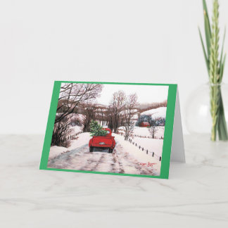 Gamla röda lastbilar jul kort