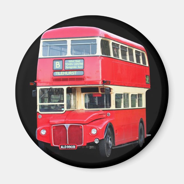Gamla röda London buss från cirka 1950 Magnet (Framsidan)