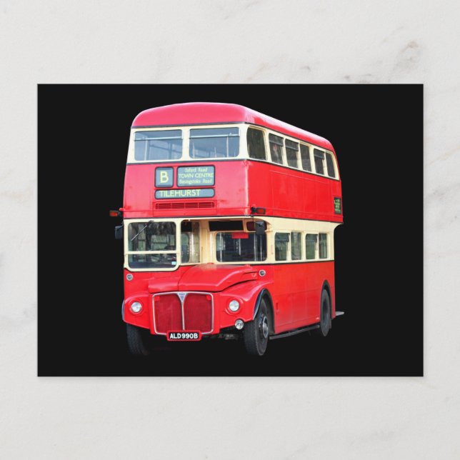 Gamla röda London buss från cirka 1950 Vykort (Framsida)