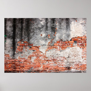 Gamla röda murar av gammalt tempel i Ayutthay Poster