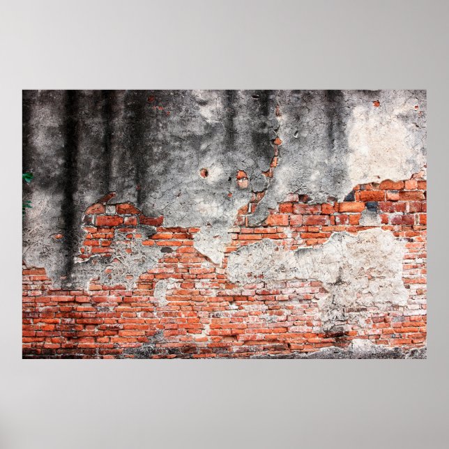 Gamla röda murar av gammalt tempel i Ayutthay Poster (Framsidan)