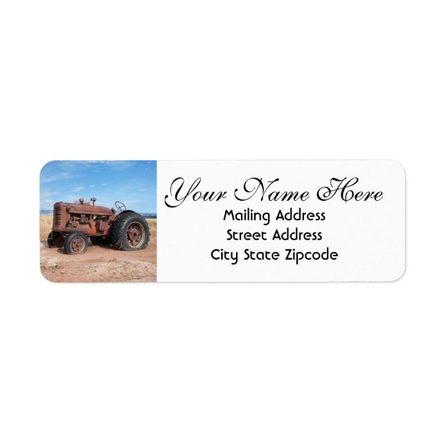Gamla rödfarmtraktorns Returadress Etikett (Framsidan)