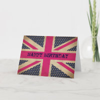 Gamla Rosa Union Jack Flagga Grattis på födelsedag