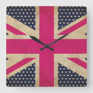 Gamla Rosans Jack Flagga Wall Clock Fyrkantig Klocka