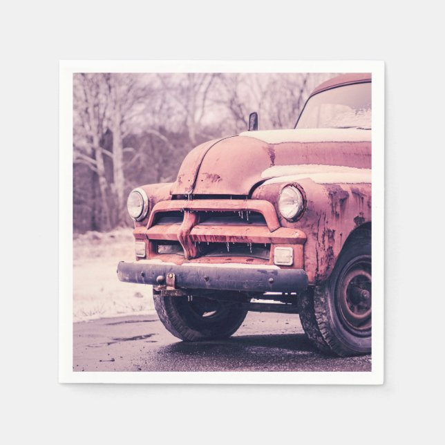 Gamla rostig lastbil pappersservett (Framsidan)