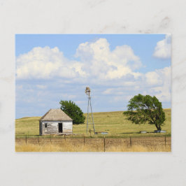 Gamla Rush County, Kansas, bondhus med Kvarn Vykort