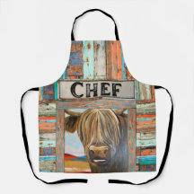 Gamla Rustic Chef Highland Cow Apron