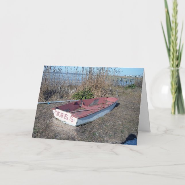 Gamla Rustic Row Boat Kort (Framsida)