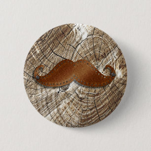 Gamla Rusty metall mustache med lite hål runt Knapp