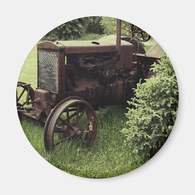 Gamla Rusty Tractor Magnet (Framsidan)