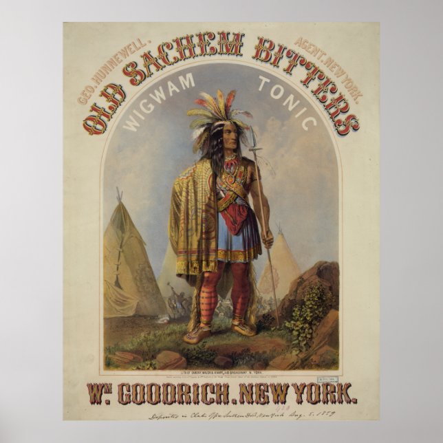 Gamla Sachem Bitters - Wigwam Tonic [1859?] Poster (Framsidan)