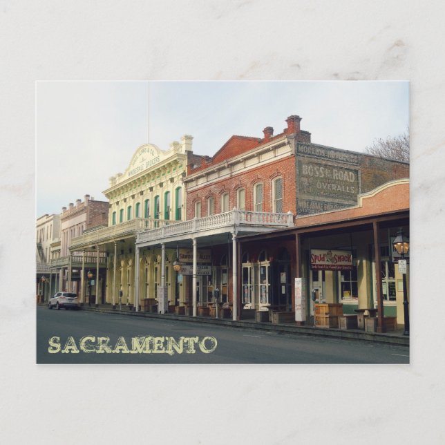 Gamla Sacramento District Travel Photo Vykort (Framsida)