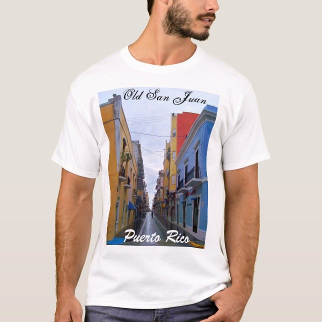 Gamla San Juan Puerto Rico-färgade hus T Shirt (Framsida)